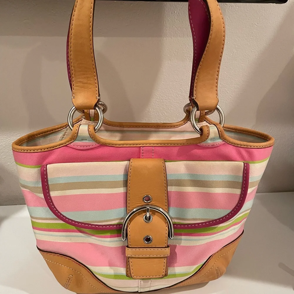 Coach | Bags | Vintage Coach Soho Twill Stripe Tote Bag Multicolor